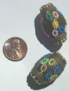 2 30x19mm Olive with Olive Cord Clay Ladaki Ovals with Flowers